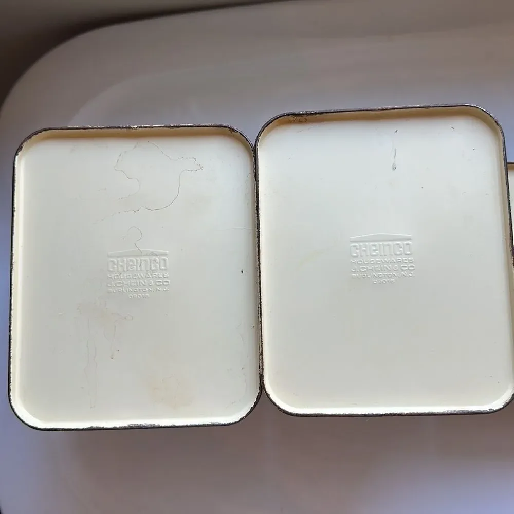 Vintage mid century‎ Cheinco Housewares 1776 off white metal canister set